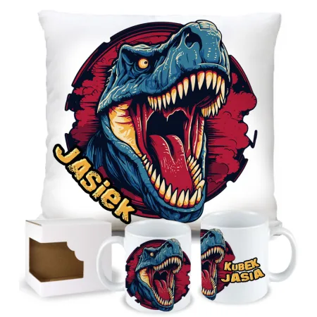 Kubek Poduszka Dinozaur Dinozaury T-rex Tyrannosaurus Triceratops